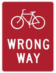 wrong way bicycle sign