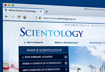 The web page for the Church of Scientology, which is closely linked to Narconon addiction treatment.