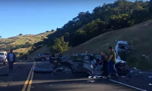 Two Injured When Car Splits in Half After California Crash